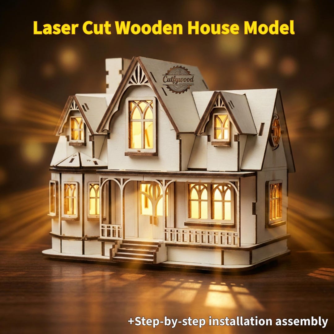 Laser Cut Wooden House Model | CDR Dxf Svg AI Pdf Files | 3mm MDF - Etsy UK
