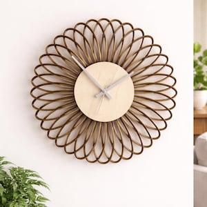 Modern Wall Clock Laser Cut SVG CDR DXF — Minimalist Layered Ring Wood Clock File