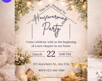 Housewarming Invite, Housewarming Party Invitation Template, Editable Canva Invite, New Home Celebration, Printable Housewarming Flyer