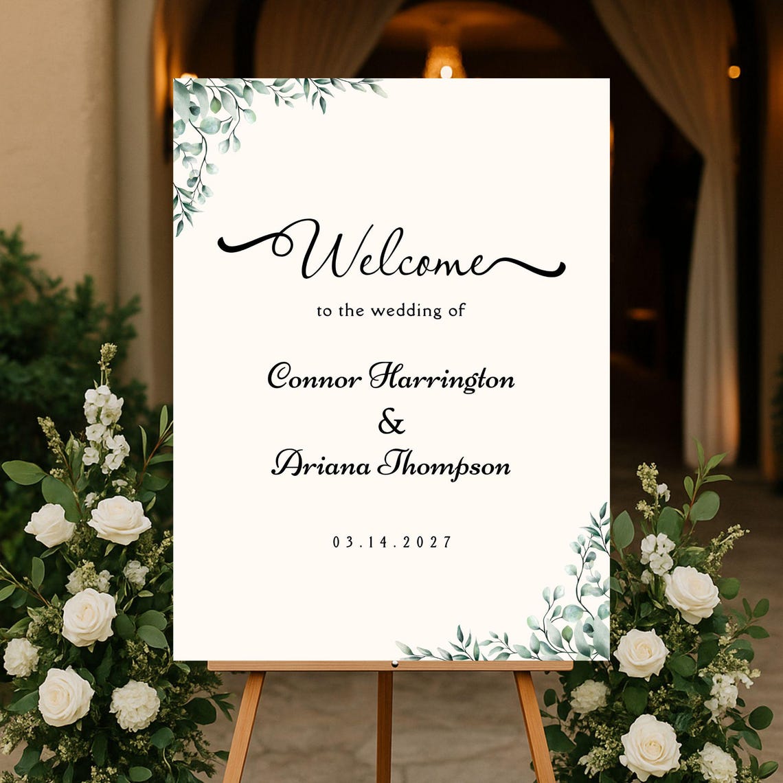 Editable Wedding Welcome Sign, Minimalist Floral Template, Printable ...