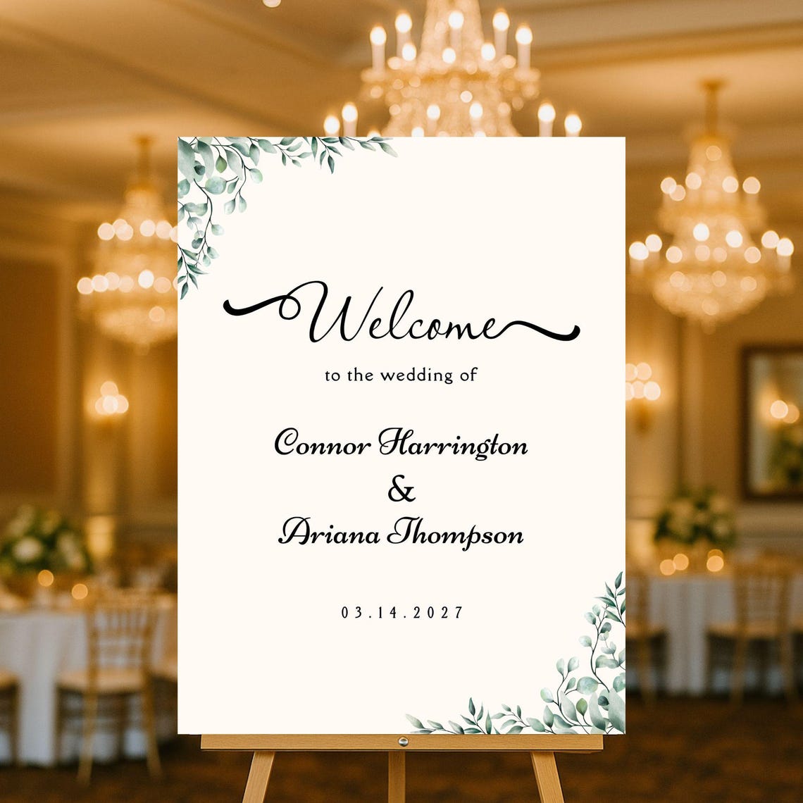 Editable Wedding Welcome Sign, Minimalist Floral Template, Printable ...