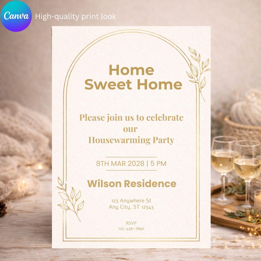 Editable Housewarming Invitation, Modern Home Sweet Home Party Template ...