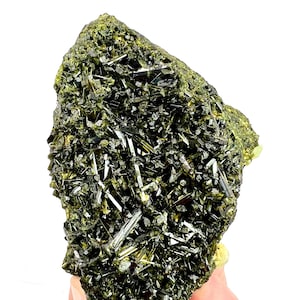 147 Gram Natural Green Epidote Crystal Cluster Pakistan Mineral Collector Specimen Display Piece