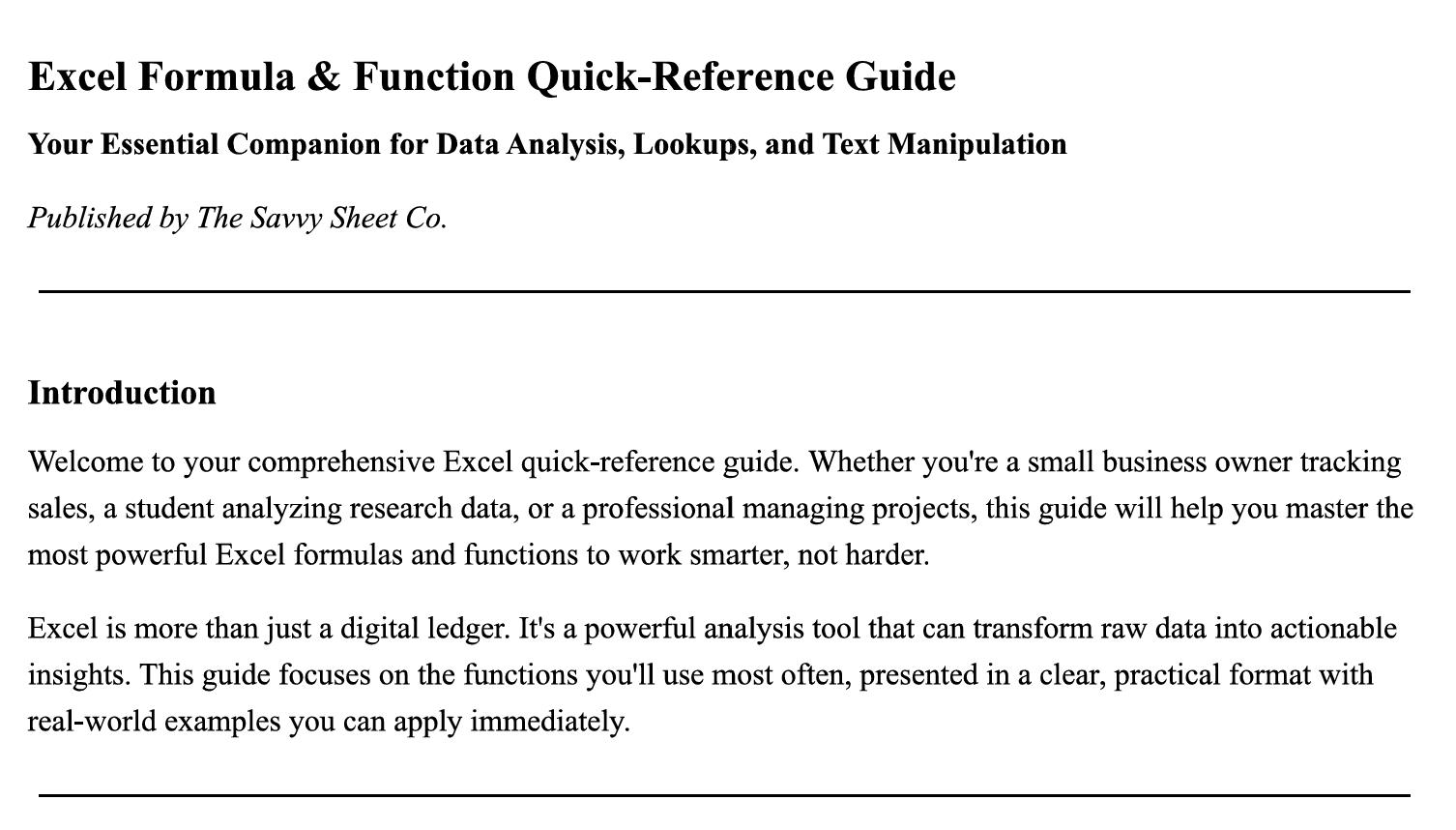 Excel Formula Cheat Sheet PDF VLOOKUP SUMIF Reference Guide - Etsy