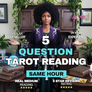 Same Hour 5 Question Tarot Reading, Fast Tarot-Astrology Insight, Quick Answers, telepathy reading, Psychic Advice, Medium Advice