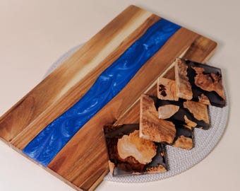 Handmade Acacia Wood Resin Cheese/Cutting/Serving Board