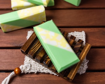 Kokoslime Getmjölk Tvål Duo | Frisk tropisk doft | Handgjort Skinny Bar Set