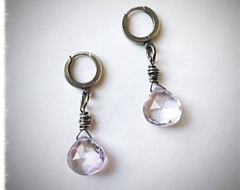 Amethyst and Silver Dangle Earrings Handmade Jewelry Gift for Birthday Anniversary or Bridesmaid