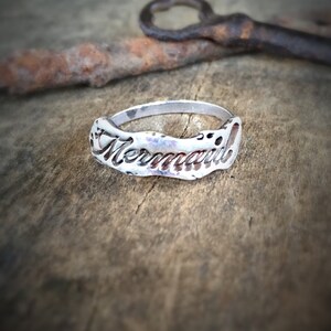 Mermaid Ring, Beach Jewelry Statement Ring, Fairytale Gift Silver Ring, Ocean Jewelry Stacking Ring, Handmade Trendy Boho Jewelry