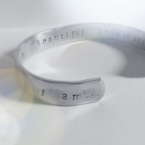 Secret message engraved bracelet, personalized with custom wording, great for graduation or anniversary gift for her, I am loved mantra