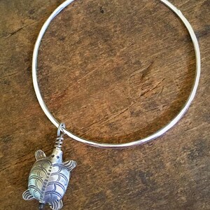 Sea Turtle Silver Bracelet, Stacking Bangle Turtle Gift, Customized Ocean Jewelry, Boho Gift Beach Jewelry, Stacking Bracelet, Silver Turtle