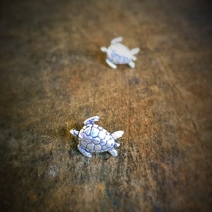Sea Turtle Everyday Earrings in Sterling Silver, Boho Beach Gift for Women