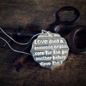 Handmade Definition of Love Silver Necklace, Great Anniversary Gift for Girlfriend or Wife