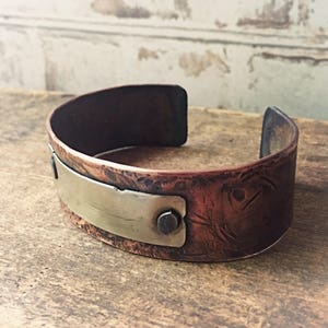 Mens Jewelry Rustic Copper Cuff Bracelet, Gift for Husband or Boyfriend Gift, Engraved Bracelets Rustic Copper, Anniversary Gift for Men
