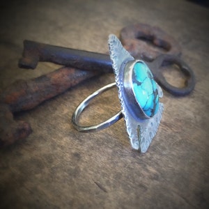 Turquoise Ring Silver Arrowhead, Wanderlust Jewelry, Statement Ring, Right Hand Ring Boho Jewelry, Turquoise Arrowhead, Turquoise Ring image 5