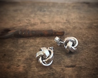 Sterling Silver Love Knot Earrings, Nautical Style Classic Everyday Jewelry Gift for Her