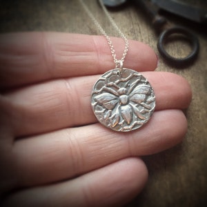 Silver Bohemian Jewelry Bee Charm Wax Seal Pendant Necklace, Save the Bees
