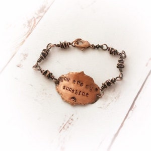 Handmade Copper Bracelet Bohemian Jewelry Personalized Gift for Her, You Are My Sunshine image 7