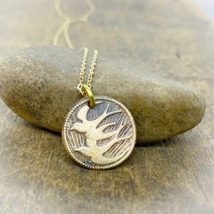 Dainty Sparrow Necklace,  Symbolic Bird Jewelry, Delicate Gold or Silver Necklace