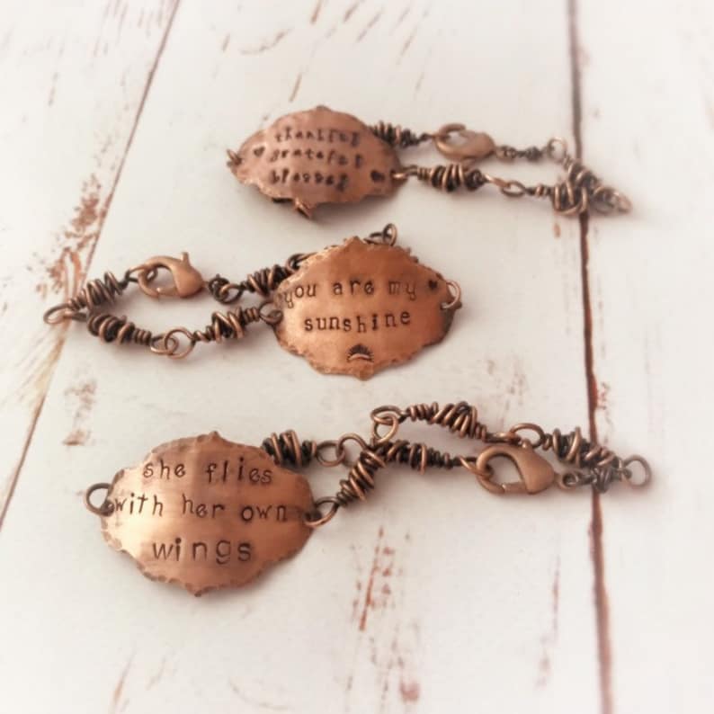 Handmade Copper Bracelet Bohemian Jewelry Personalized Gift for Her, You Are My Sunshine image 5