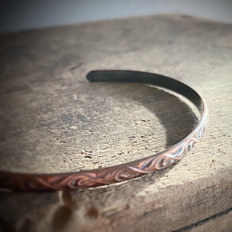 Copper Cuff Bracelet Skinny Stacking Jewelry Unique Jewelry for Women or Men image 4