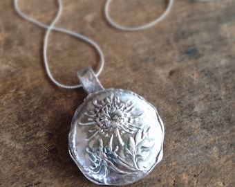 Nature Inspired Flower Botanical Necklace, Silver Pendant, Flower Necklace, Silver Flower Wildflower Gift for Her, Dandelion Jewelry