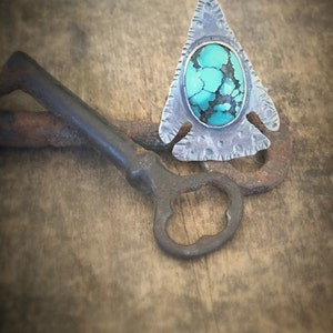 Turquoise Ring Silver Arrowhead, Wanderlust Jewelry, Statement Ring, Right Hand Ring Boho Jewelry, Turquoise Arrowhead, Turquoise Ring image 3