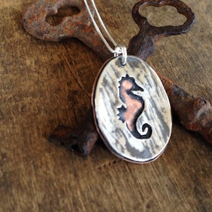 Silver Seahorse Necklace Beach Jewelry, Gift for Her Handmade Necklace, Copper Jewelry, Customized Jewlery Statement Necklace Gift