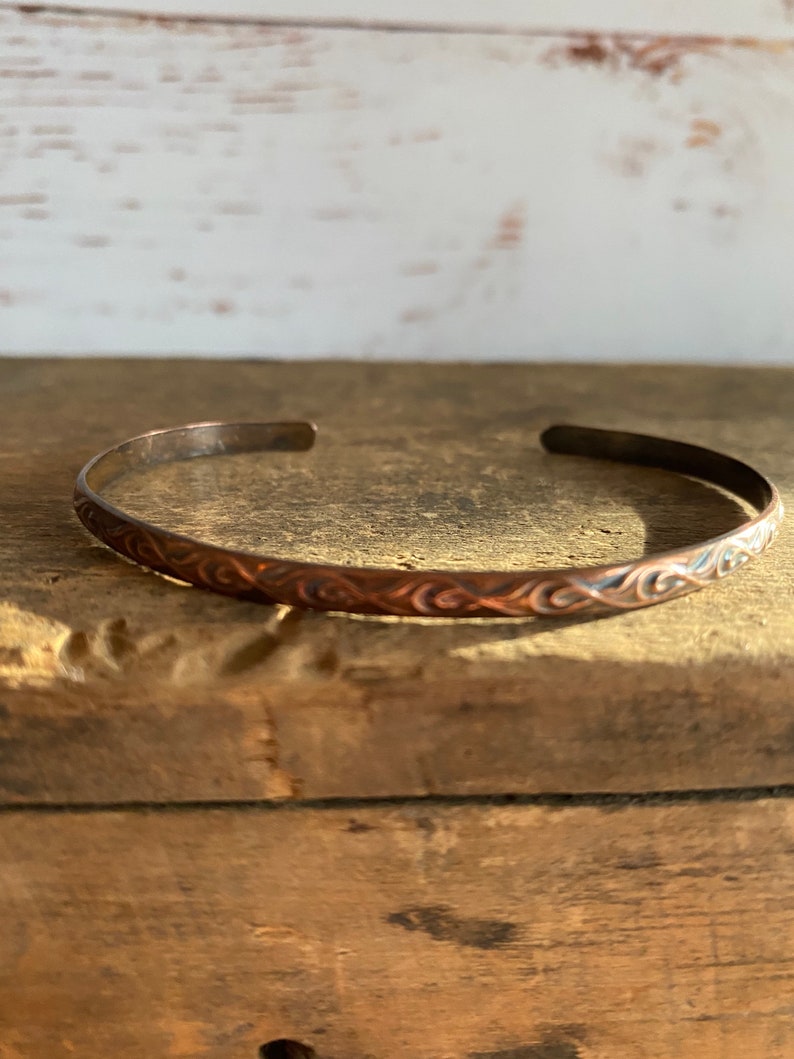 Copper Cuff Bracelet Skinny Stacking Jewelry Unique Jewelry for Women or Men image 5