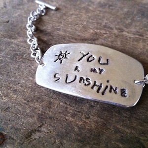 Child&#39;s Drawing or Writing Jewelry, Kids Drawing or Actual Artwork Handwriting Bracelet, Memorial Jewelry Actual Handwriting Artwork Jewelry