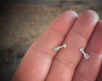 Tiny Arrow Earrings, Minimalistic Sterling Silver Handmade Gift Post Earrings