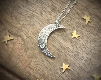 Crescent Moon Celestial Necklace, Love you to the Moon and Back Handmade Jewelry