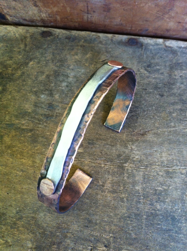 Customized Copper and Silver Cuff Bracelet, Personalized Gift for Men or Women image 4