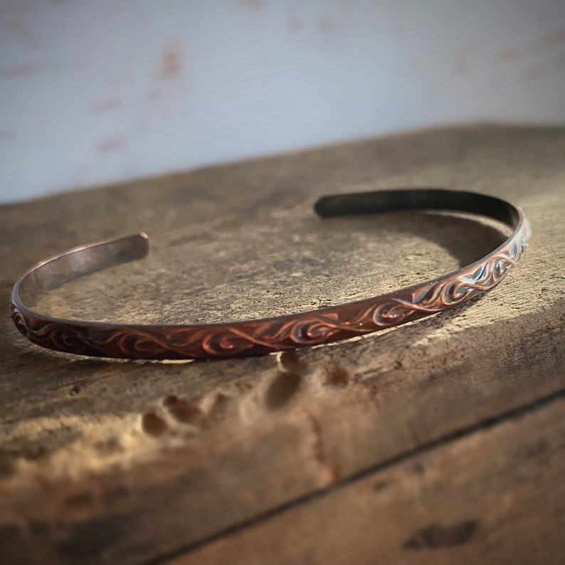 Copper Cuff Bracelet Skinny Stacking Jewelry Unique Jewelry for Women or Men image 3
