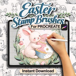 Easter Procreate Stamp Brushes | Bunny, Florals, Eggs (Digital Download)