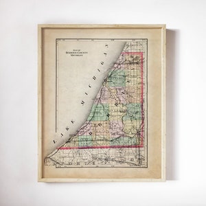 Vintage Berrien County Michigan Map Art