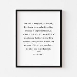 New York City quote by John Steinbeck Digital Download