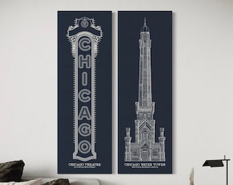 Chicago Canvas Art: Chicago Theatre & Water Tower Gallery Wraps