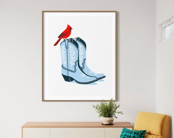 Cardinal & Cowboy Boots Illustration