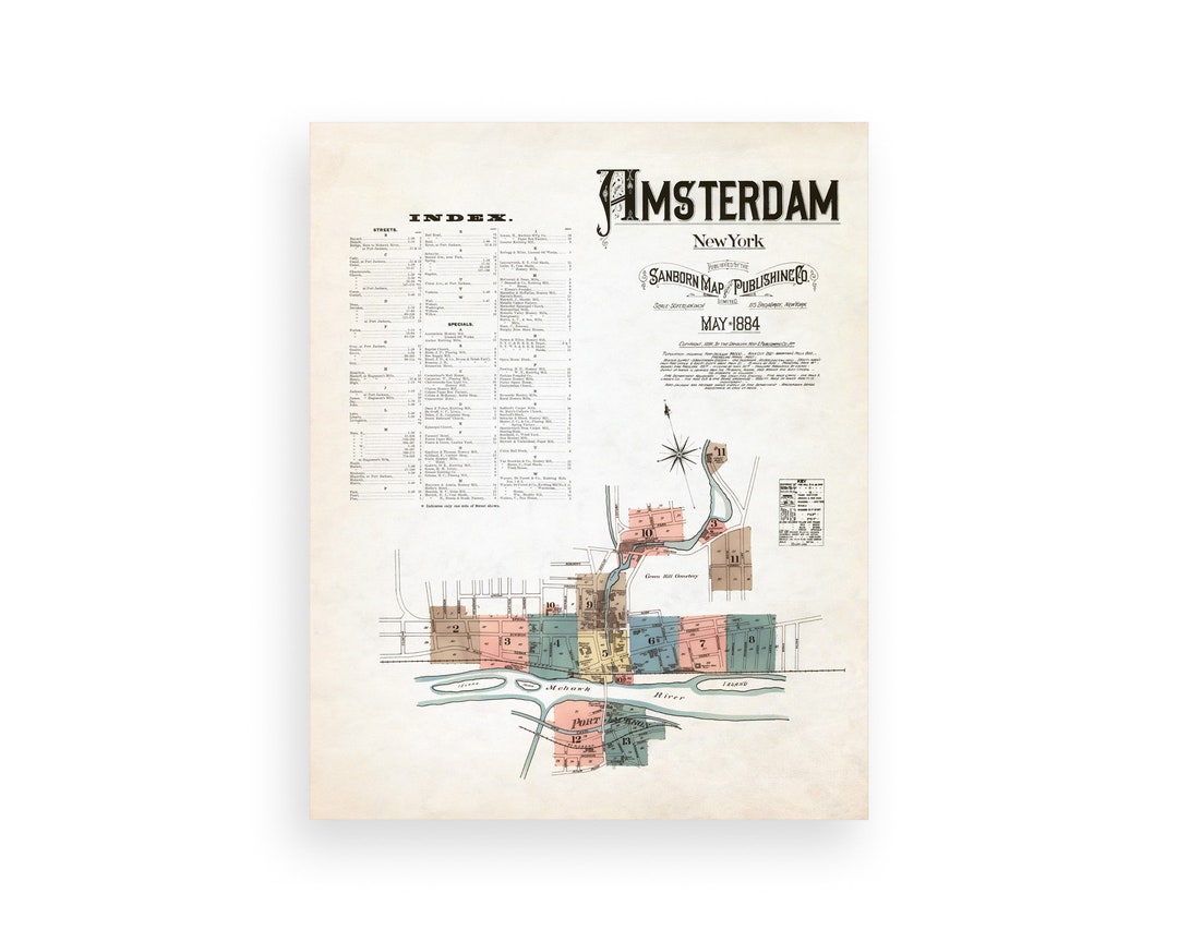 Amsterdam New York Map Art - Etsy