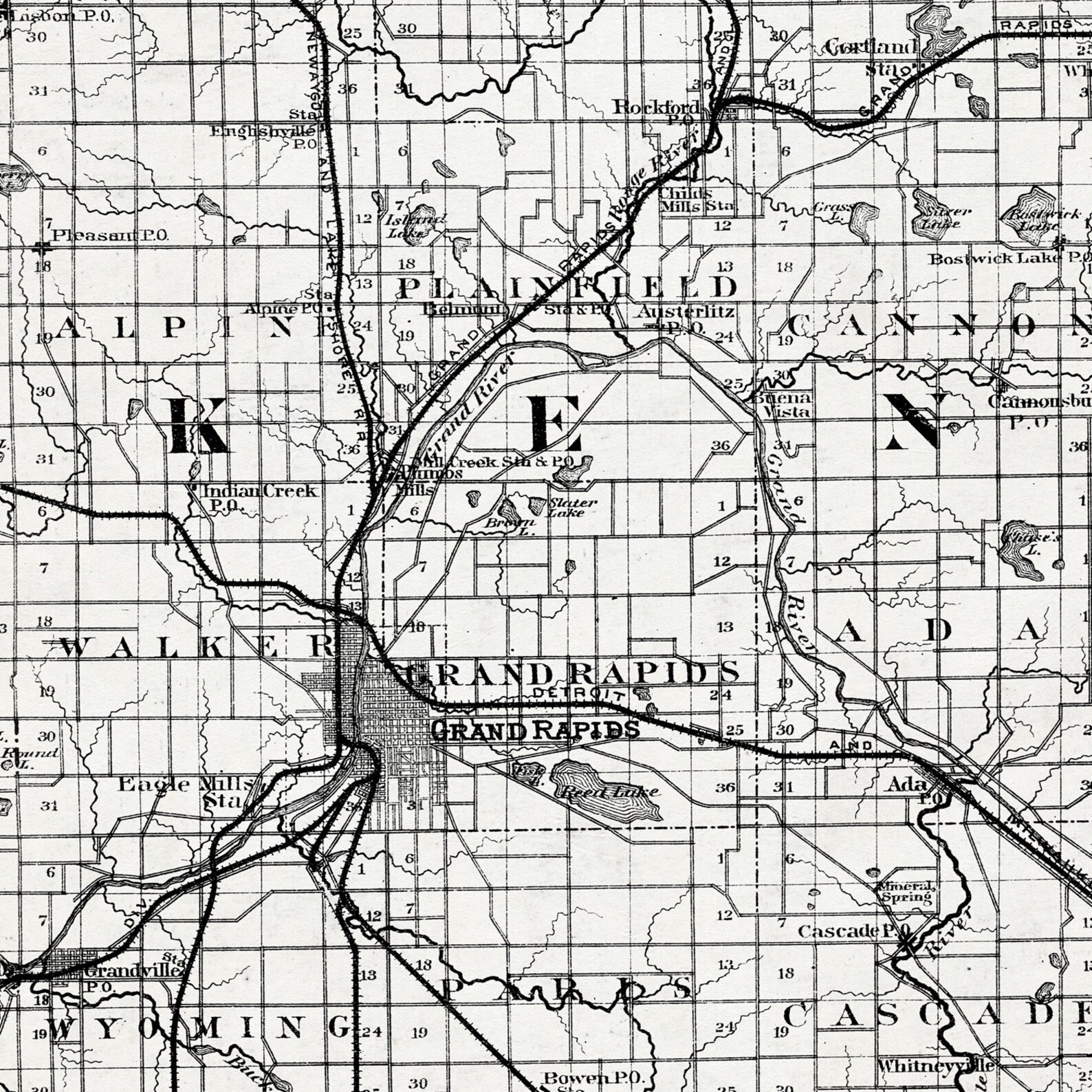 Kent County Michigan Map Art Etsy