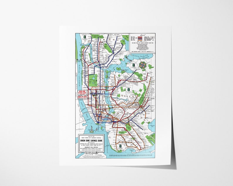New York City Subway Map Art - Etsy