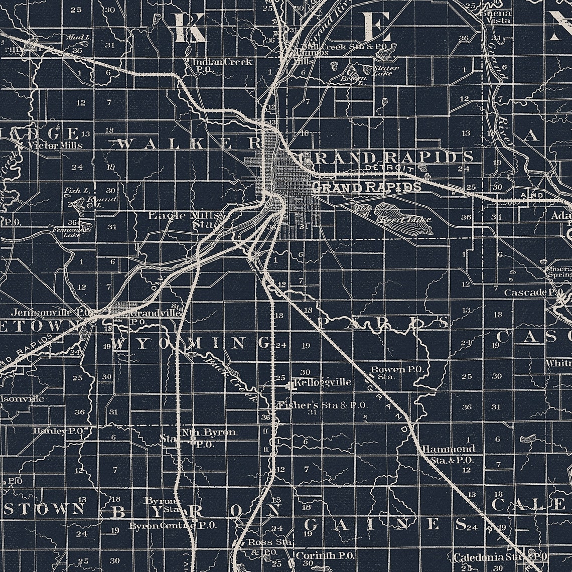 Kent County Michigan Map Etsy