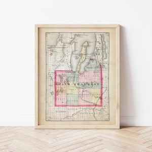 Grand Traverse County Michigan Map Art