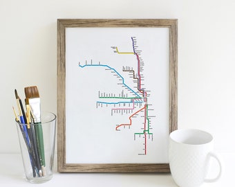 Chicago CTA Map Vector Digital Download