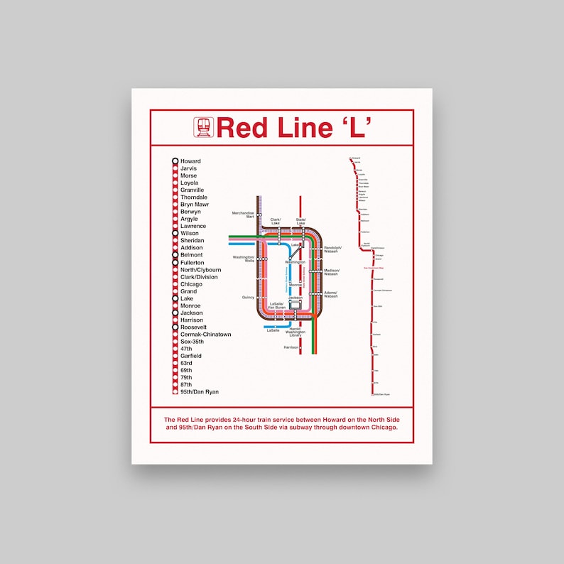 Howard Red Line Chicago Red Line Train Poster - Etsy