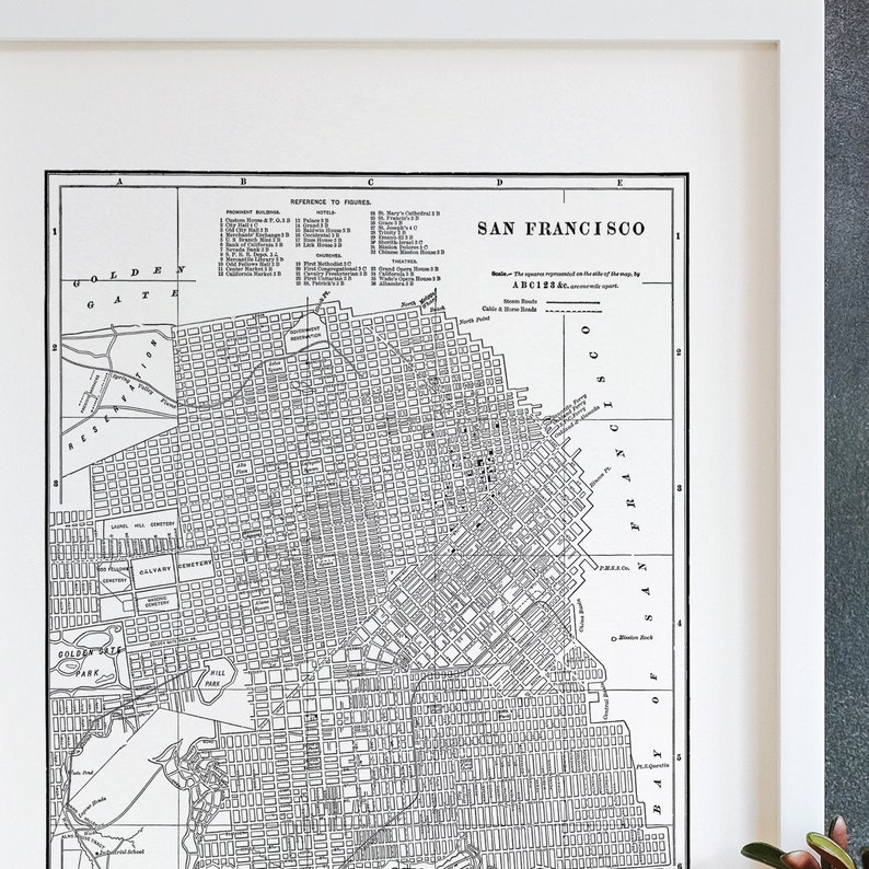 Vintage San Francisco Map Wall Art Print Etsy
