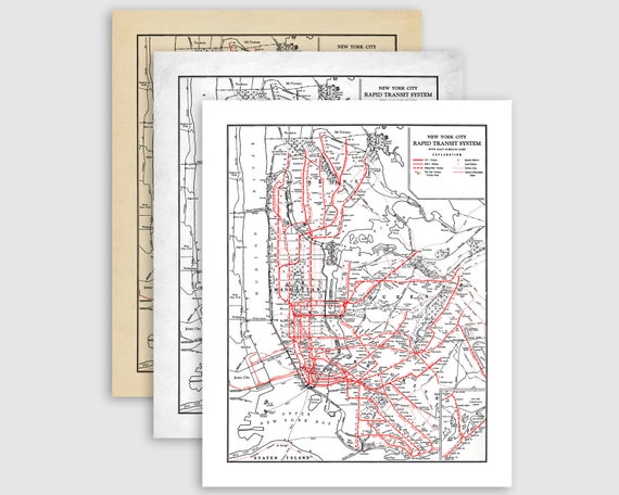 Printable New York City Subway Map Nyc Subway Map Download Etsy