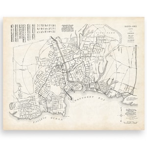 Vintage Santa Cruz California Map Art