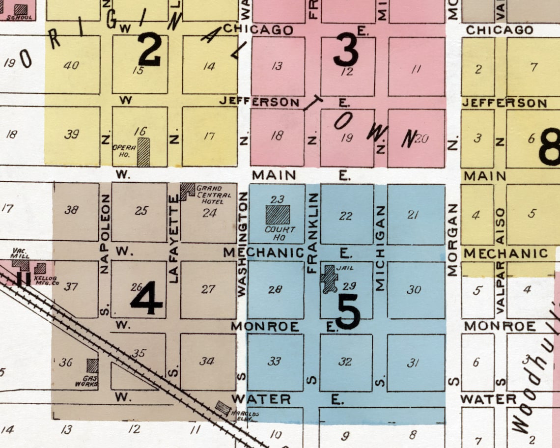 Valparaiso Indiana Map 1892 Etsy
